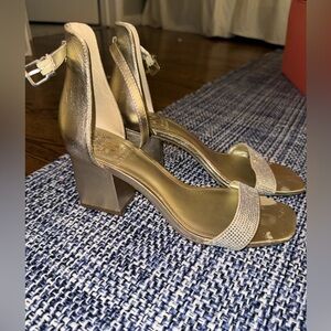 Vince Camuto Metallic Gold Block Heel Sandals